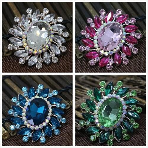 Newly rose gold-color oval crystal high quality brooches colorful rhinestone hot sale wedding bouquet jewelry T