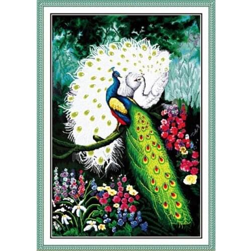 Peacocks in green Forest(1) cross stitch kit cartoon canvas stitching embroidery DIY handmade needlework