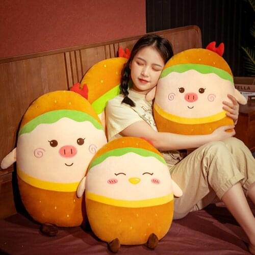 Zqswkl hamburg animal pillow creative soft plush toy baby girl bedroom decoration cute soft toys for girls birthday gift