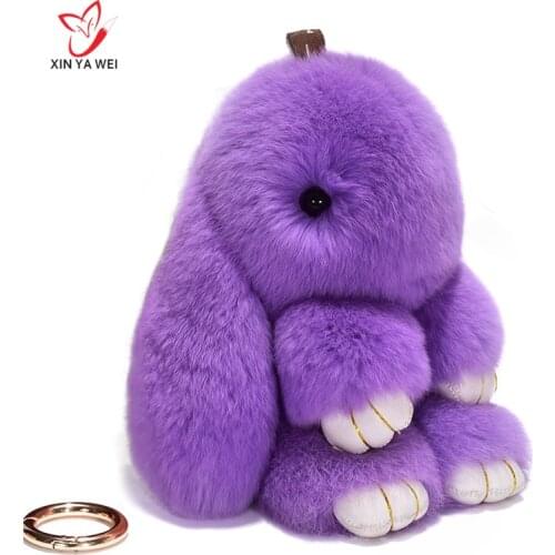 Genuine Rabbit Fur Handbag Pendant ,Large Leather Hanger ,Car Ornament , Jonstew Keychain , Womens Fashion , Gift Accessories