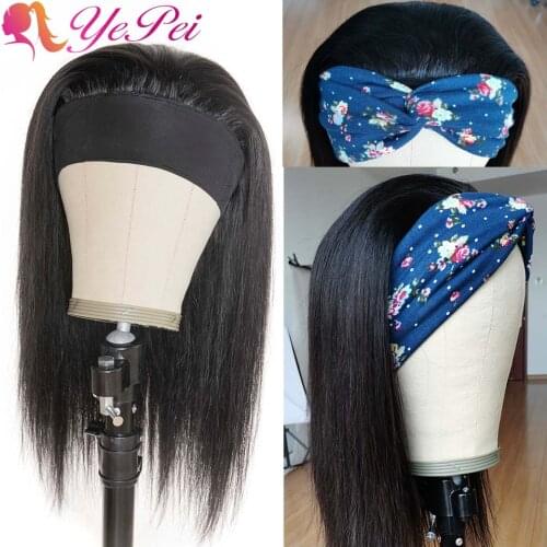 Straight Headband Wigs Human Hair Wigs Remy Hair 150% Density Full Machine Made Wigs Natural Hairline For Black Women Head Band