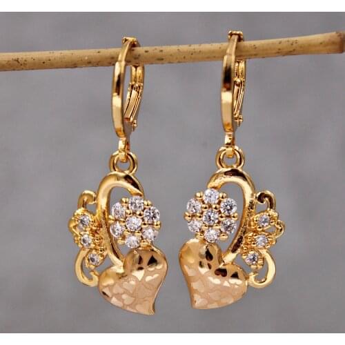 Luxury Drop dangle Gold Earring Women 's earrings Trendy Fashion flower Earrings for womens white Zircon Jewerly accessories