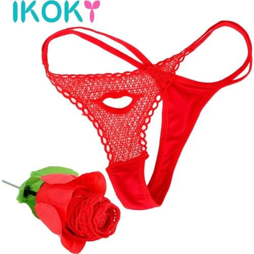 IKOKY Gift Rose Women Underwear Sexy Lingerie T-back G String Panties Lady Female Lace Thongs For Sex Couple Tools Adult Product
