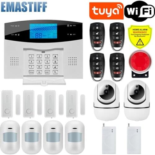 EMastiff PSTN Alarm Security System 433MHz GSM WiFi Wireless Home Burglar Security Alarm LCD Touch Keyboard EN SP RU Languages