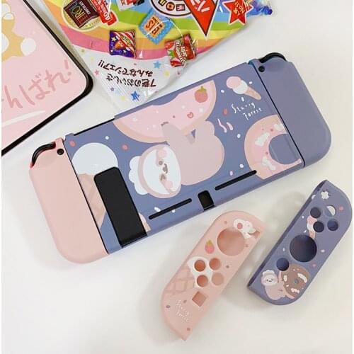 STARRY FOREST Doughnut Sloth Contrast color soft protective cute case for Nintendo Switch blue and pink for girls