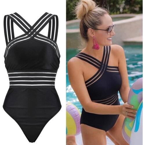 Swokii Black One Piece Swimwear