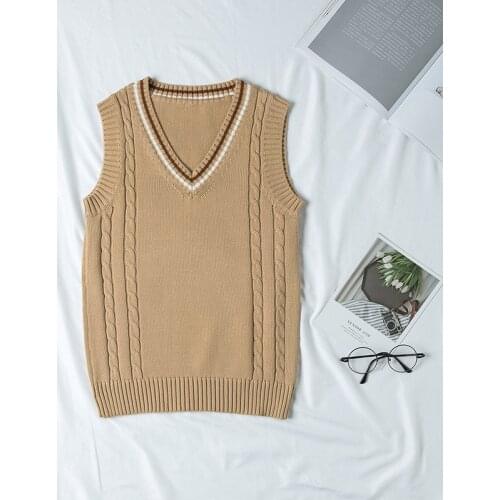 JK Uniform Japanese Student Uniform Nakamura Men and Women Cotton Pullover Twisted Khaki Vest school uniform