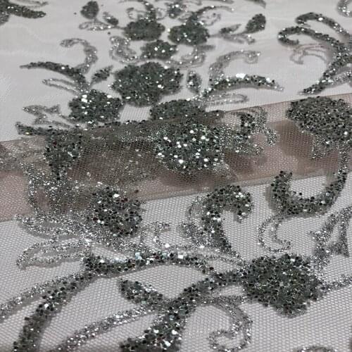 2021 New Arrival Vintage Gorgeous French Luxury Design Gold Glitter Mesh Sequins Lace Fabrics Tulle Wedding Party Dress Material