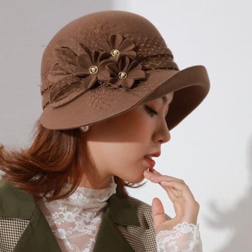 2021 Winter Hats For Women High Quality Wool Fedora Hat Black Chaurch Hat Lady Asymmetric Brim Felt Hats Fashion Fedoras