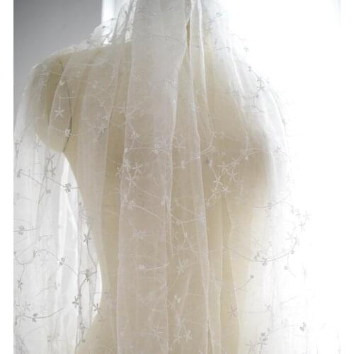 1 Meter Ivory African Lace Fabric 2018 Embroidered Nigerian Lace Fabric Bridal High Quality French Tulle Lace Fabric For Women