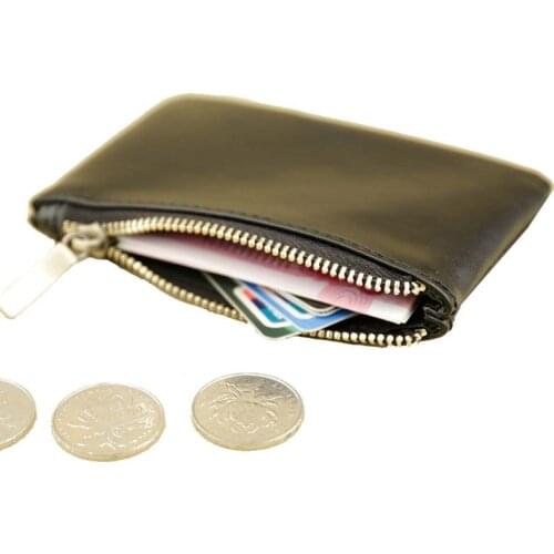10PCS / LOT Mini Men Genuine Leather Zipper Coin Storage Leather Wallet Male Card Bag Vintage Short Thin Hand Purse