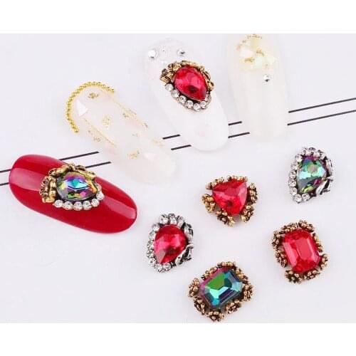 10Pcs/Lot Nail Alloy Rhinestones Antique Water Drop 3D Nail Art Decoration Nail Charms Crystal Big Diamonds Stone Strass Jewelry