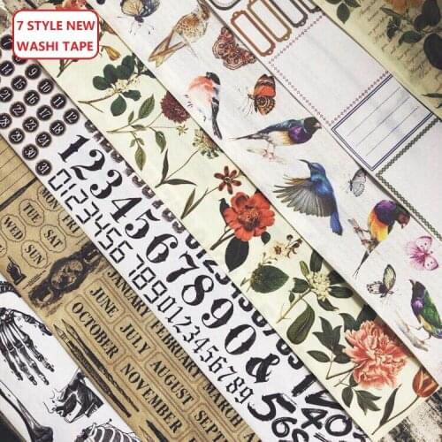 10Style Number/Letter/Skeleton/Birds/Flowers/Month Japanese Decorative Adhesive DIY Masking Paper Washi Tape Label Stickers Gift