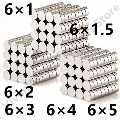 20 50 100 200PCS/Lot 6X1 6x1.5 6×2 6x3 6x4 6x5mm Magnet Hot Small Round Magnet Strong Magnets Rare Earth Neodymium Magnet