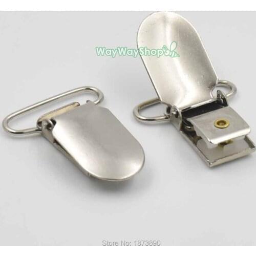 25 pcs 3/4" 19mm 25mm 1" Suspender Ribbon Paci Pacifier Clips Metal Nickle