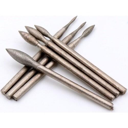 5pcs Diamond Grinding Head Polishing Needle Bits Burrs Metal Stone Jade Engraving Carving Tools For Dremel 2.35mm Shank J Needle