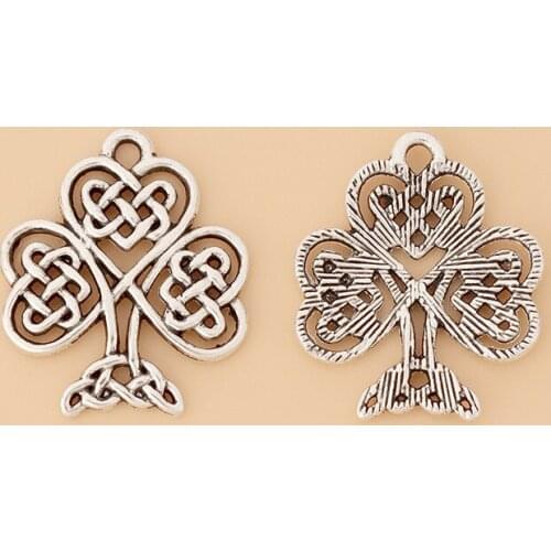 50pcs/Lot Tibetan Silver Celtics knot Tree & Heart Charms Pendants for DIY Necklace Earring Jewelry Making Accessories