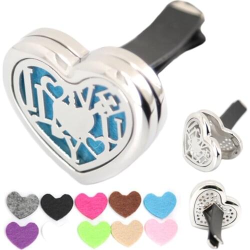 AMYA Jewelry Heart I Love You 30mm Diffuser 316 Stainless Steel Car Aroma Locket Essential Oil Car Diffuser Lockets Free Pads