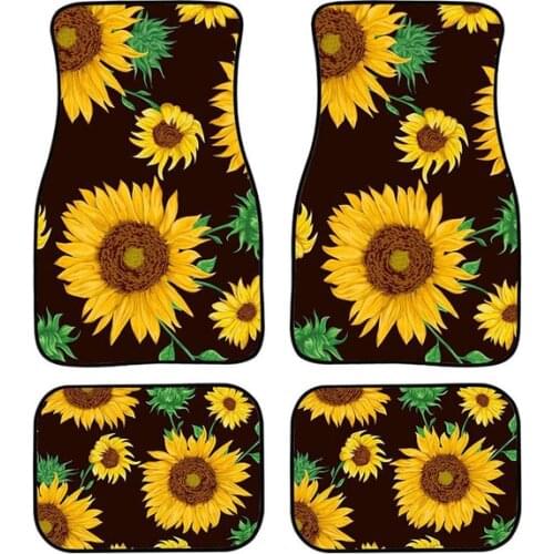 Aimaao Sunflowers Automotive Floor Mats for Women Car Truck SUV Universal-fit Front & Rear Seat Carpet Floor Mats 4pc For Vw