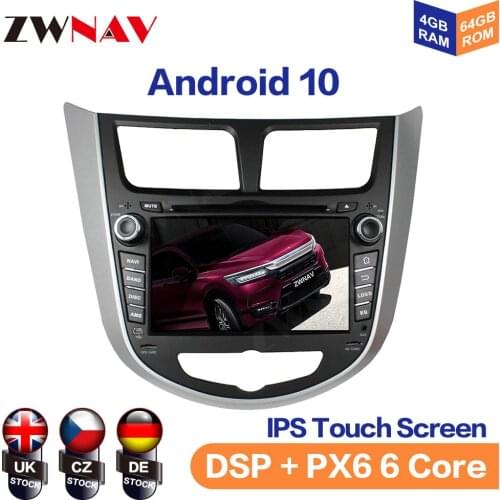Car DVD Player Android 10.0 PX5/PX6 GPS Navigation For HYUNDAI VERNA ACCENT SOLARIS 2011-2012 Auto Radio Head Unit Multimedia
