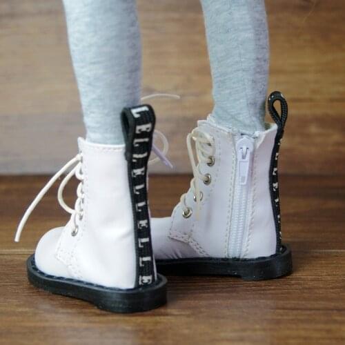 BJD White Synthetic Leather Short Boots Shoes For 1/4 17" 44m Tall Female MSD DK DZ AOD DD Doll Free Shipping