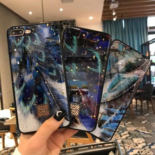 Glitter Gold Marble Phone Case For iPhone 12 11Pro X XS Max XR Soft TPU Granite Feather Cover For iPhone 7 8 6s Plus Cover