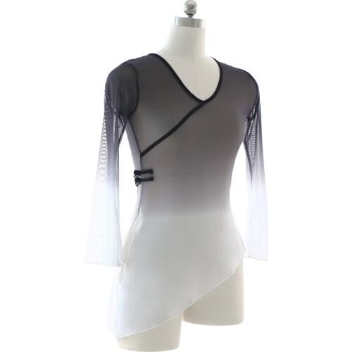 Chinese Dance Wear Women Transparent Mesh Shirt 2 Colors Blouse Top Classical Dancewear Light Bodyshape Costume Long Sleeve 3XL