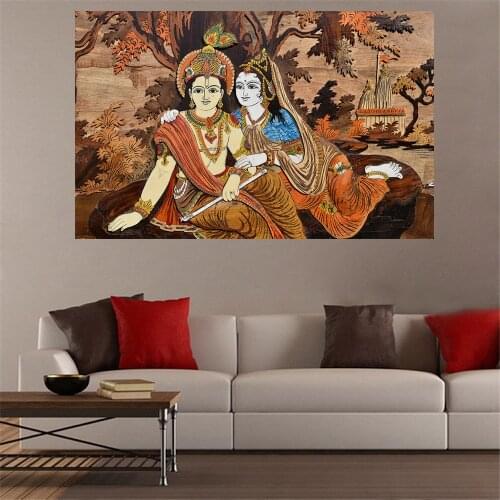 Large size Print Oil Painting Wall painting Krishna and Radha arts Decorative Wall Art Picture For Living Room painting Frame