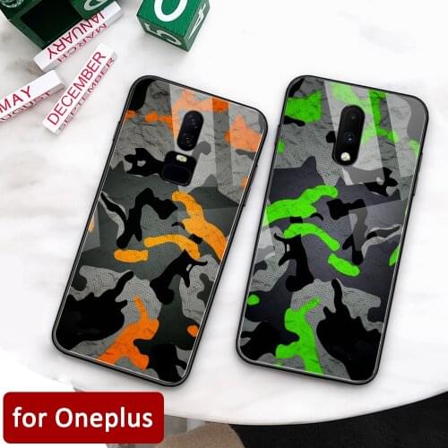 Case for Oneplus 7 pro Camouflage Glass back cover case Oneplus 6t coque for Oneplus 1+ 5 6 Oneplus 6 6t 7 pro