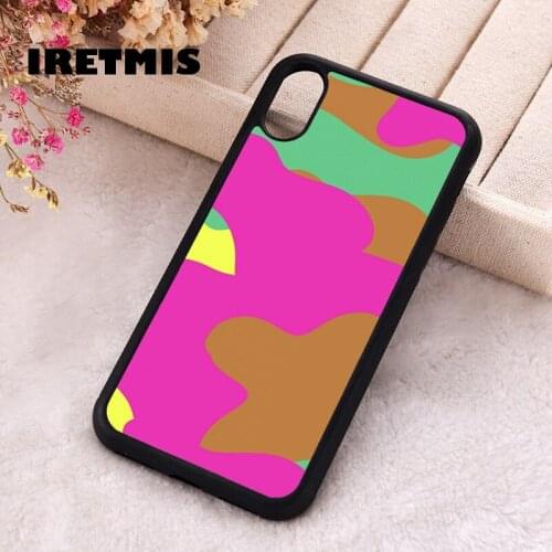 Iretmis 5 5S SE phone cover cases for iphone 6 6S 7 8 Plus X Xs Max XR 11 12 Mini Pro Silicone Colourful camouflage cow print