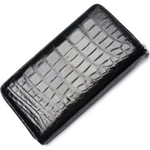 Dongou Siam crocodile purse mans long hand bag leather purse business zipper mans hand bag men clutch bag