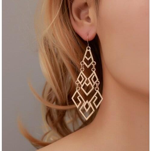 European And American Simple Fashion Hollow Long Earrings Women