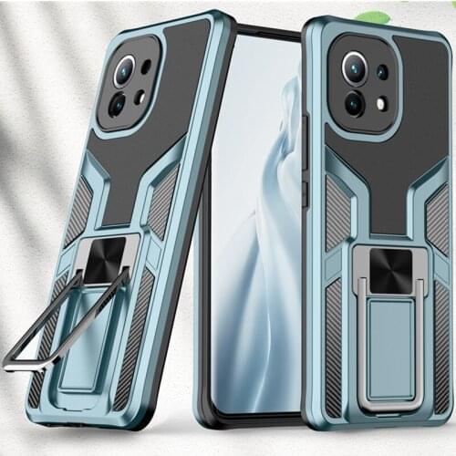 Hybrid Hard PC Tough Armor Dual Layer Case For Xiaomi Mi 11 Magnetic Car Holder Bumper Shockproof Cover For Mi11 Phone Coque