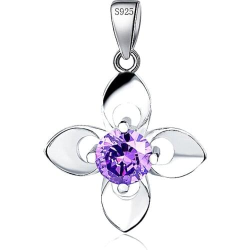 GND0831 New 925 Sterling Silver Lovely Sweet Crystal CZ Flower Necklaces Pendants , Fashion Jewelry Gift For Women