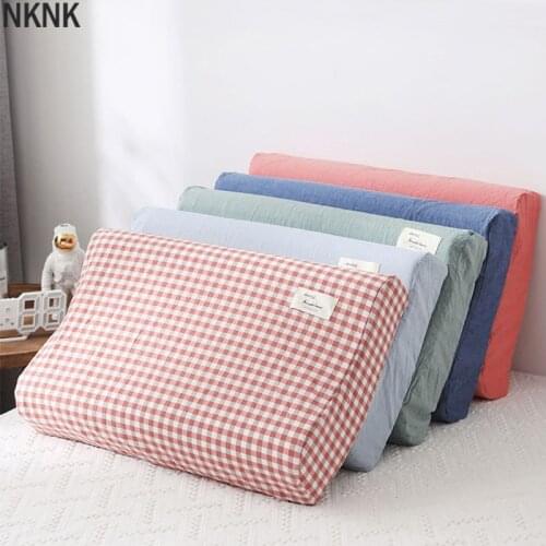 Cotton Latex Pillow Case Cover Solid Color Plaid Sleeping Pillowcase for Memory Foam Pillow Latex Pillow 30x50CM/40x60CM