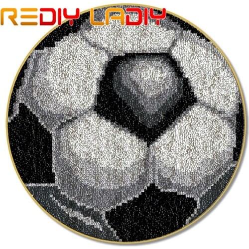 Latch Hook Rug Football Cushion Crocheting Carpet Rug 100% Acrylic Yarn Sofa Cushion Mat Crochet Tapestry DIY Carpet Art & Craft