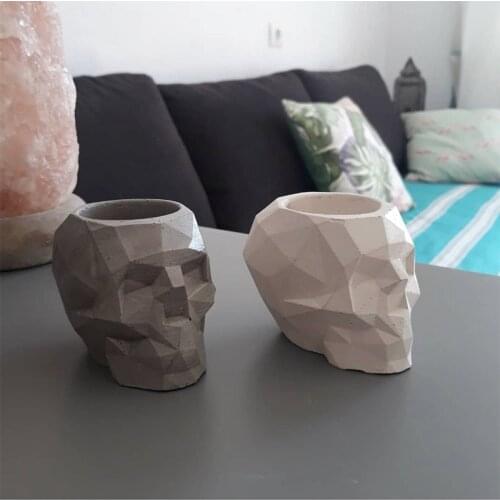 Creative Skull Shape Flowerpot Mold Concrete Plants Silicone Vase Flower Pot Mould DIY Cement Mould Clay Craft Pen Holder
