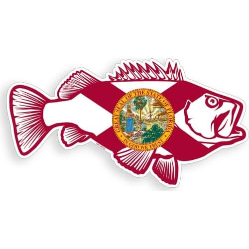 Creative Florida Bass Fish Personality Sticker FL Status Flag Fishing Cooler Window Bumper Decal