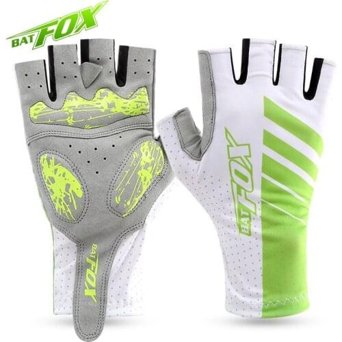 BATFOX Summer Bicycle Gloves Men Half Finger Breathable Cycling Gloves MTB Outdoor Sport Anti-UV Shockproof Bike Gloves Women