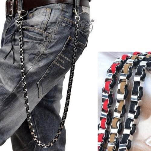 Fashion Jeans Wallet Chains leather Braid Belt Chain Punk Rock Men Women Keychain Fashion Trousers jean pant chains