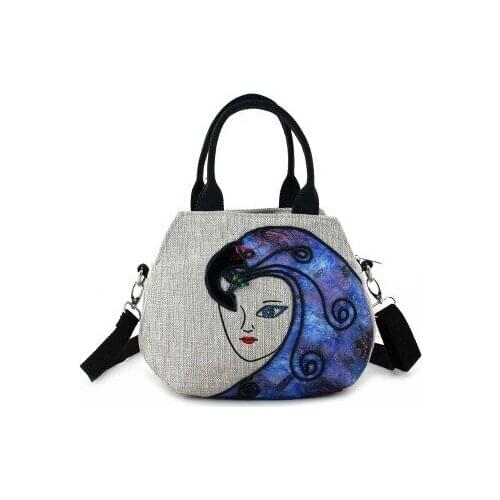 Fashion national string appliques women shopping handbags!Nice prints lady Small shoulder&Crossbody bags Multi-use canvas bags