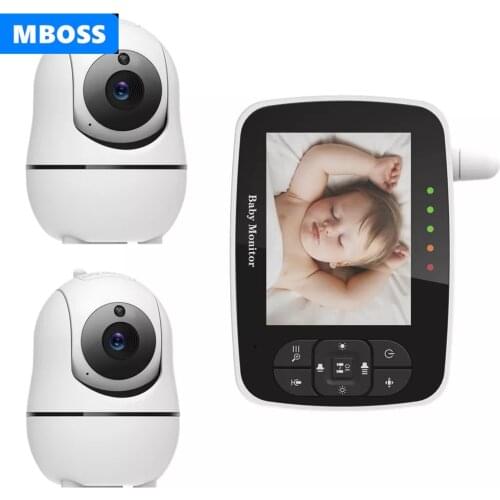 Baby Monitor With 2 Cameras, Pan Tilt Camera, Wide-View Lens 3.5 Inchs Large Monitor, Night Vision, Two-Way Talk, Bebe monitor