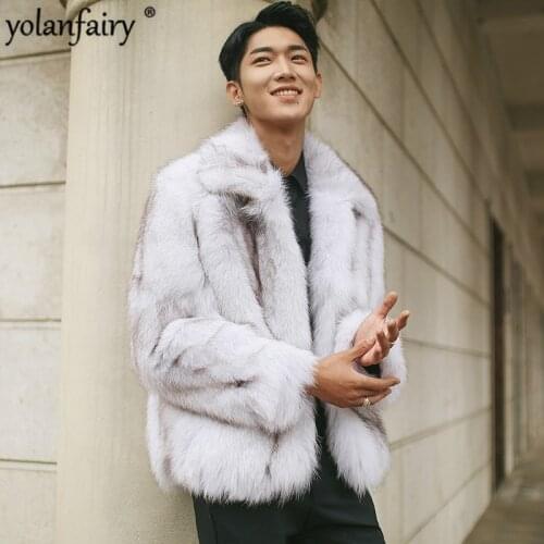 Real Fur Coat Men Short Winter Jacket Male Natural Fox Fur Coats Fashion Warm Luxury Fox Fur Jacket Furry 2020 12-001 KJ3330