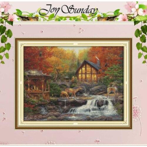 Deer drinking Patterns Counted Cross Stitch 11CT 14CT Cross Stitch Set Wholesale Cross-stitch Kit Embroidery Needlework