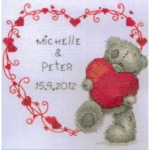 Bear with red heart 26*25cm ,14CT Counted Cross Stitch Kits 14CT Embroidery Set Kids Room Decoration Gift Free Shipping