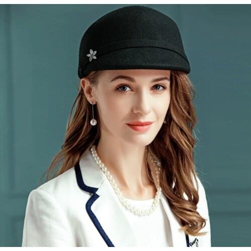 New England Wool Hat Female New Year Baseball Woolen Cap Female Fashion Wool Hat Students Winter Warm Hat B-7443