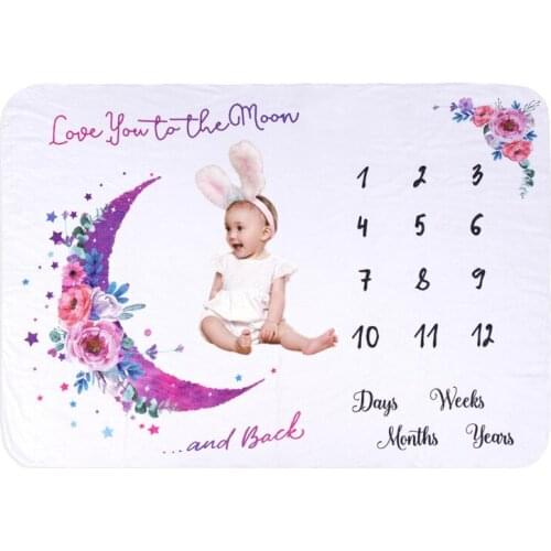 Newborn Baby Photography Props Blanket Soft Fleece Monthly Growth Milestone Background Blanket Cloth for Boy Girl