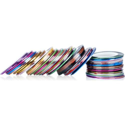 Wholesale 3000pcs Nail Art Striping Tape New 50 Colors Laser Painting Nail Line With Nail Sticker Matte Metallic Yarn Line Strip