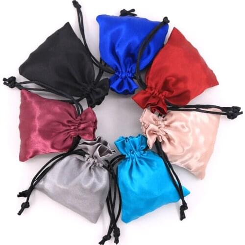 Wholesale 500pcs 7Colors Satin Silk Jewelry Pouches Christmas Wedding Party Favour Gifts Candy Bags 8*10 9*12cm Stock Bags