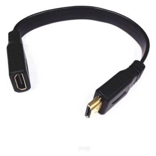 1Ft 30CM Short Flat HDMI Extension Lead Gold Female Jack to Male Plug Cable Cord